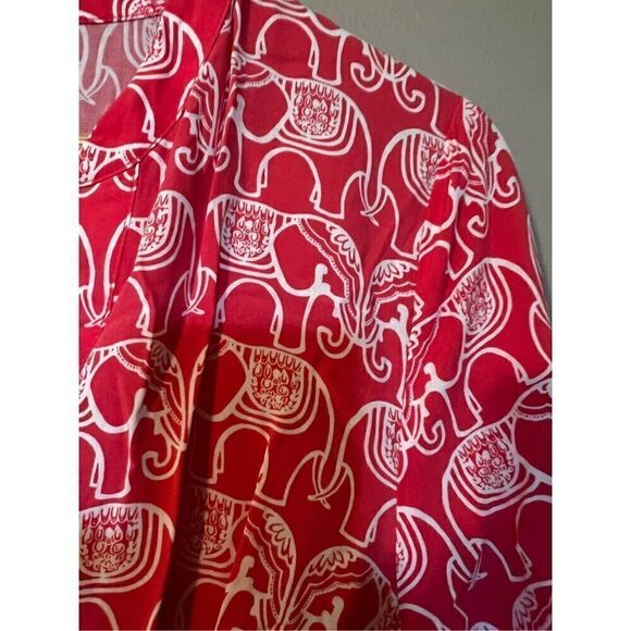 Crown & Ivy Women’s Size 10 Elephant Print Cinch Waist Dress Pink Long Sleeve - Picture 4 of 11